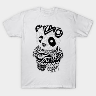 kawaii mister panda ecopop in mexican totonac patterns art T-Shirt